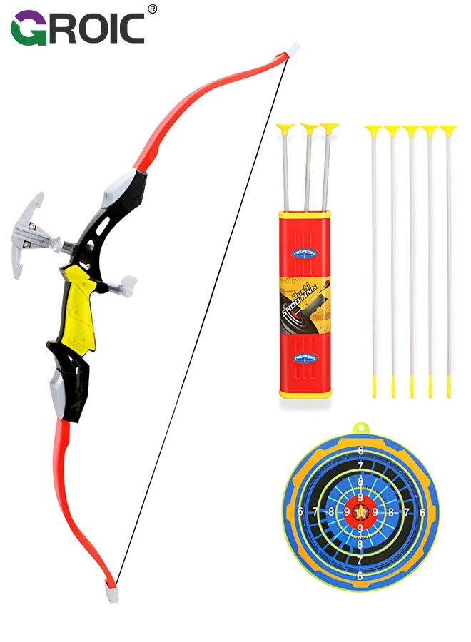 Sport Series Archery Shooting Set,  Basic Archery Set Outdoor Hunting Game, Bow and Arrow Toy for Kids, Include Target、Shoulder-strapped Quiver and 8 Suction Cup Arrows