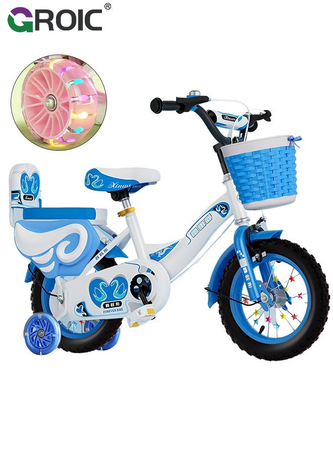 Boy Bike for Toddlers and Kids,12 Inch Kids Bike with Training Wheels & Basket,Boy Bicycle with Handbrake & Kickstand