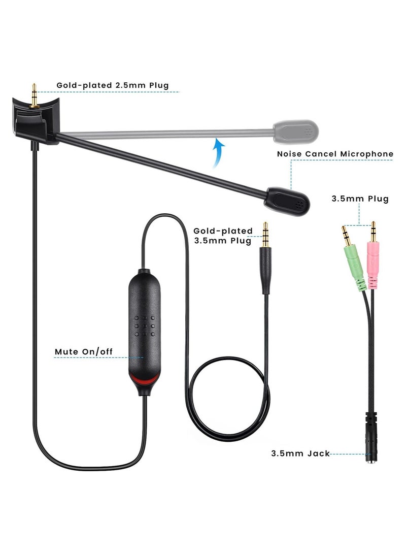 Detachable Mic Replacement for Bose QuietComfort 35 II(QC35 II) & Quiet Comfort 35(QC35) Headphones, Boom Gaming Microphone with Mute Switch for Xbox One, PS4, PS5, PC