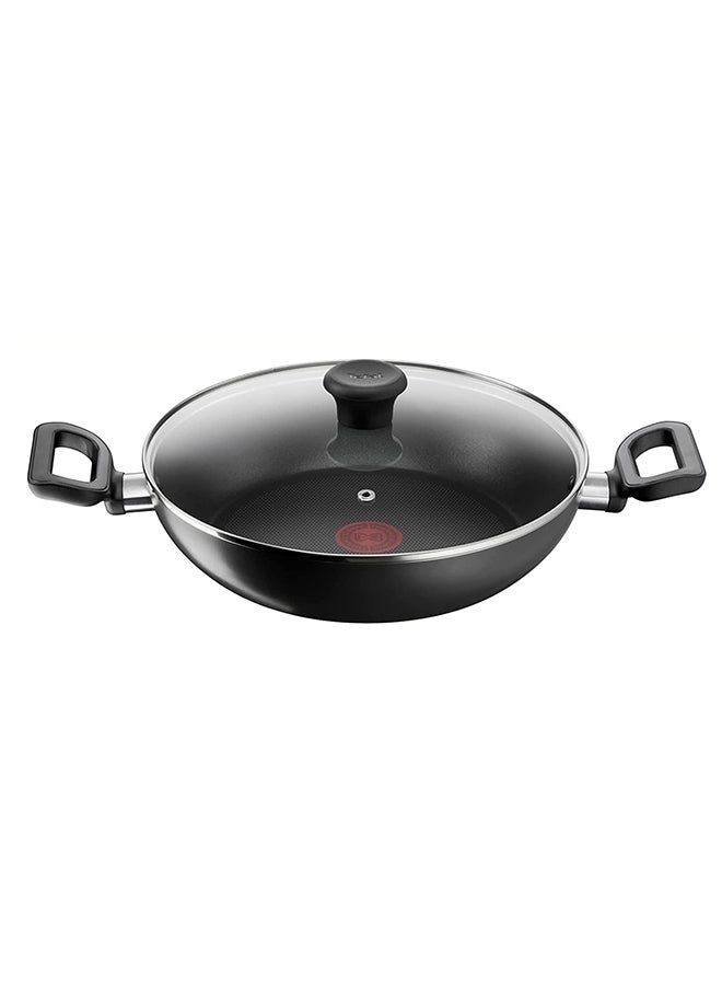 Non-Stick G6 Delicia Aluminium Kadai Pot With Glass Lid Black 24cm