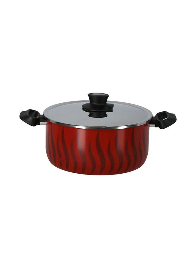 Aluminium Non-Stick G6 Tempo Flame Dutch Oven With SS Lid Red/Black/Silver 28cm