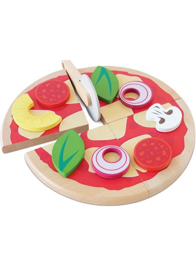 Le Toy Van - Childrens Wooden Honeybake Pizza Pretend Food Toy Playset | Toy Kitchen Accessories Play Food Role Play Toy