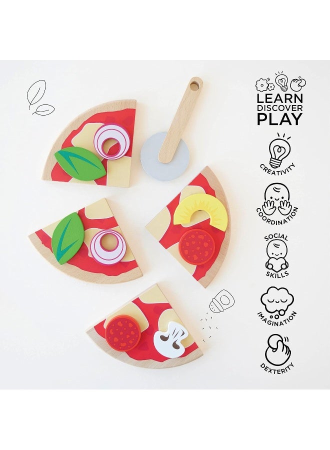 Le Toy Van - Childrens Wooden Honeybake Pizza Pretend Food Toy Playset | Toy Kitchen Accessories Play Food Role Play Toy