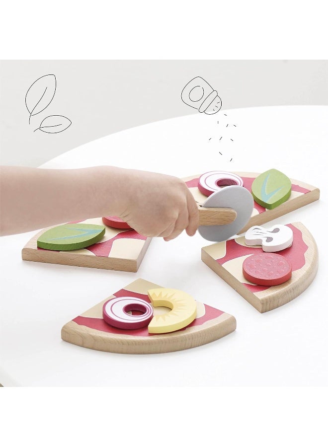 Le Toy Van - Childrens Wooden Honeybake Pizza Pretend Food Toy Playset | Toy Kitchen Accessories Play Food Role Play Toy