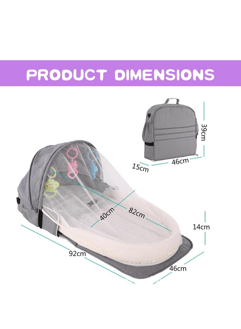 Baby Bed Portable Baby Bed Foldable Infant Crib With Cartoon Toys Detachable Cotton Cover Suitable for Travel and Home Use Easy to Carry