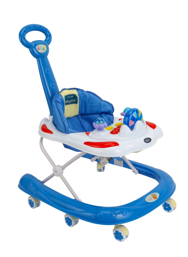 Foldable Baby Walker With Comfortable Soft Cushion Seat And Backrest - BLUE