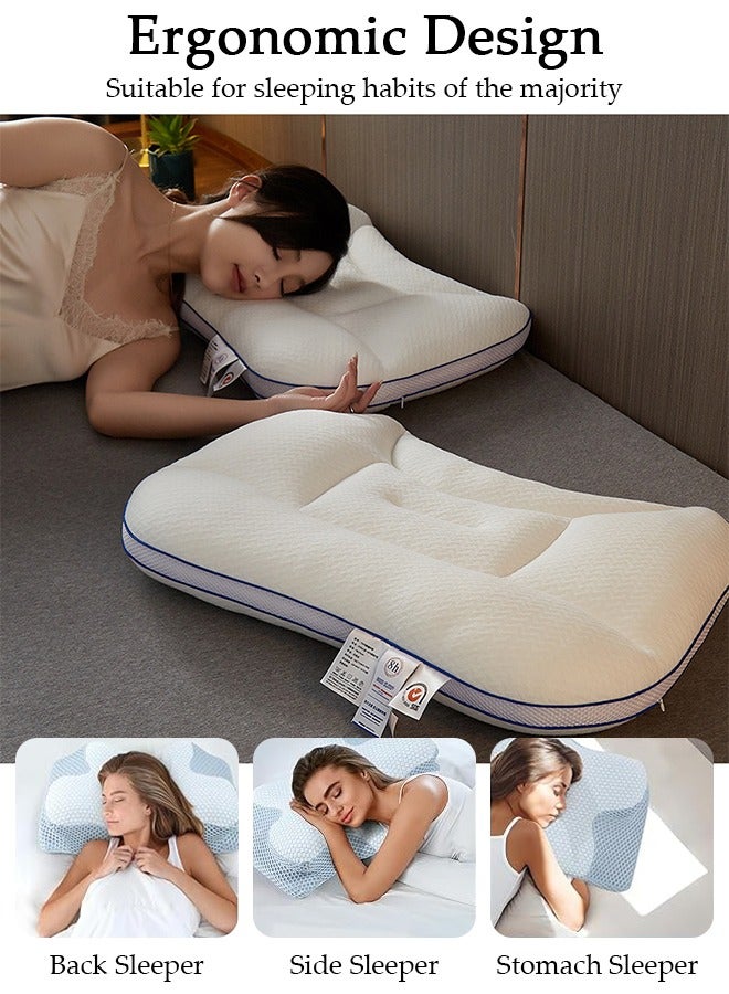 Super Comfort Ergonomic Pillow for Neck Head and Shoulder Pain Relief Contour Support Pillows for Bed Sleeping Orthopedic Cervical Spine Stretch Pillow for Side Back Stomach Sleeper