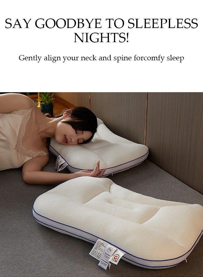 Super Comfort Ergonomic Pillow for Neck Head and Shoulder Pain Relief Contour Support Pillows for Bed Sleeping Orthopedic Cervical Spine Stretch Pillow for Side Back Stomach Sleeper