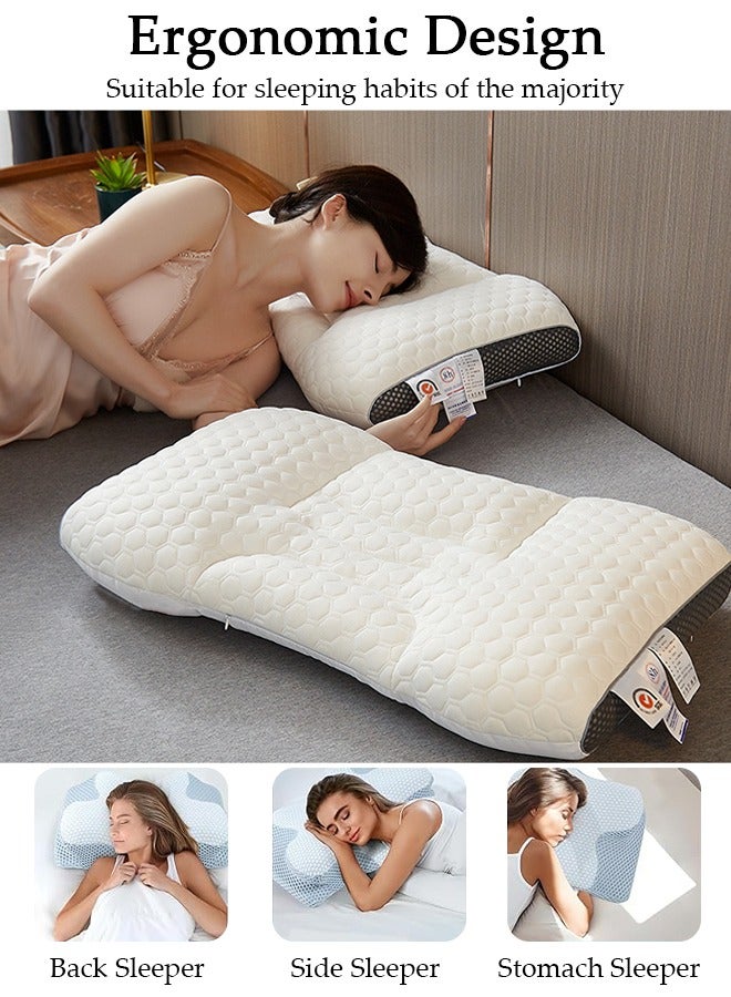 Super Comfort Ergonomic Pillow for Neck Head and Shoulder Pain Relief Contour Support Pillows for Bed Sleeping Orthopedic Cervical Spine Stretch Pillow for Side Back Stomach Sleeper