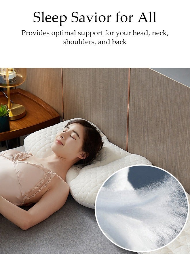 Super Comfort Ergonomic Pillow for Neck Head and Shoulder Pain Relief Contour Support Pillows for Bed Sleeping Orthopedic Cervical Spine Stretch Pillow for Side Back Stomach Sleeper