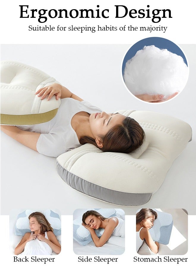 Super Comfort Ergonomic Pillow for Neck Head and Shoulder Pain Relief Contour Support Pillows for Bed Sleeping Orthopedic Cervical Spine Stretch Pillow for Side Back Stomach Sleeper