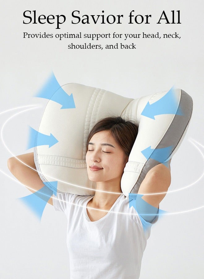 Super Comfort Ergonomic Pillow for Neck Head and Shoulder Pain Relief Contour Support Pillows for Bed Sleeping Orthopedic Cervical Spine Stretch Pillow for Side Back Stomach Sleeper