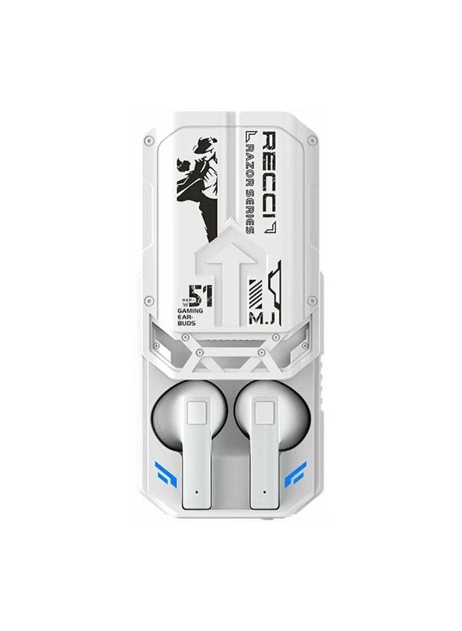 RECCI Waterproof Sports Earphones Zinc and Aluminum Alloy External Frame RECCI/REP W51 White Color New Version