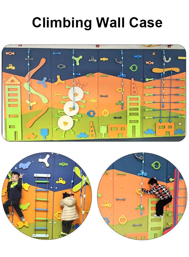 Funny Children Wooden Climbing Wall Colorful Indoor Playground Play Set Kids Sport Games 120X240CM