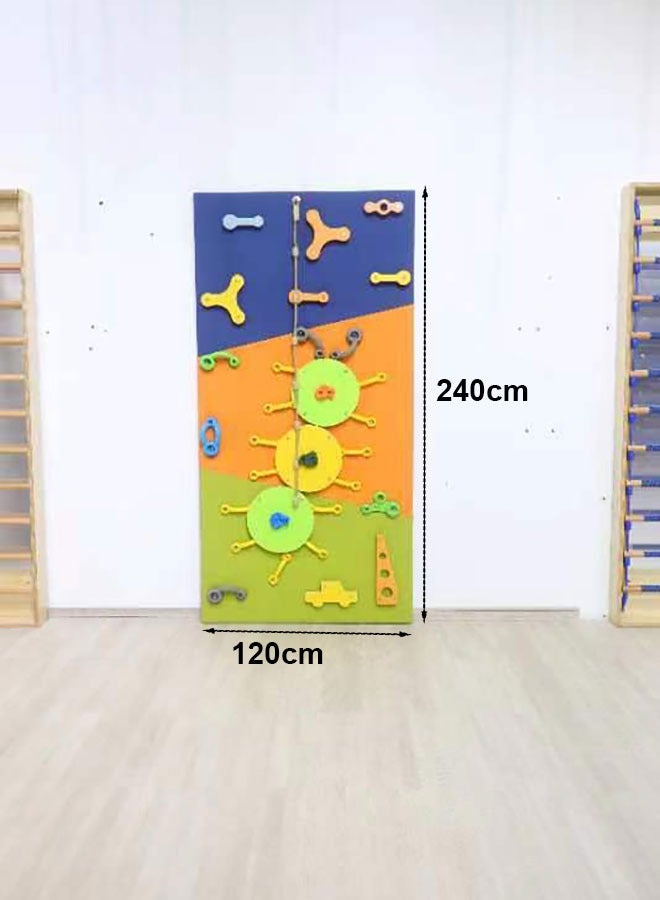 Funny Children Wooden Climbing Wall Colorful Indoor Playground Play Set Kids Sport Games 120X240CM