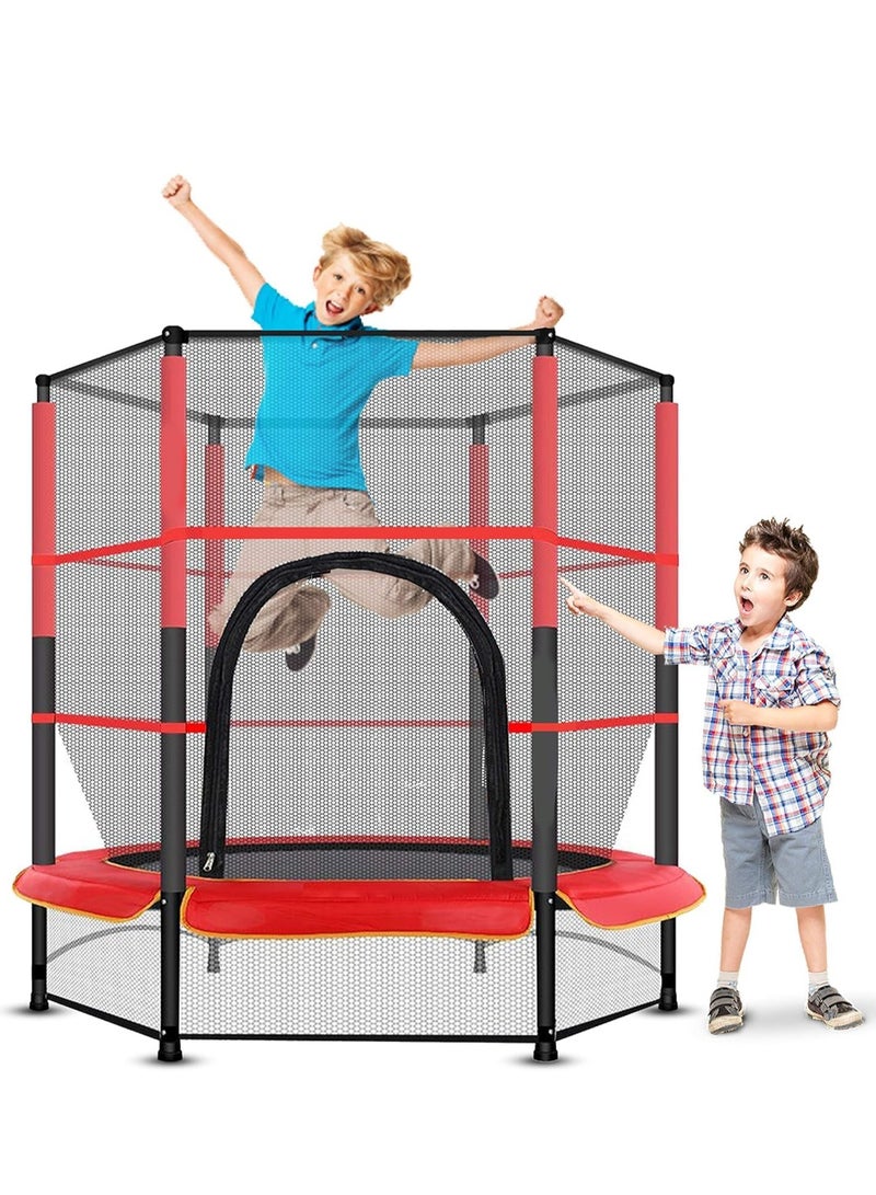 Trampoline for Kids, Indoor & Outdoor Small Toddler Trampoline with Basketball Hoop, Safety Enclosure, Trampoline with Net Baby Trampoline Toys