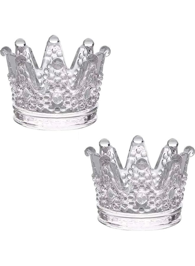 2-Piece Candle Holder Set Clear 7.8x6.8x5cm