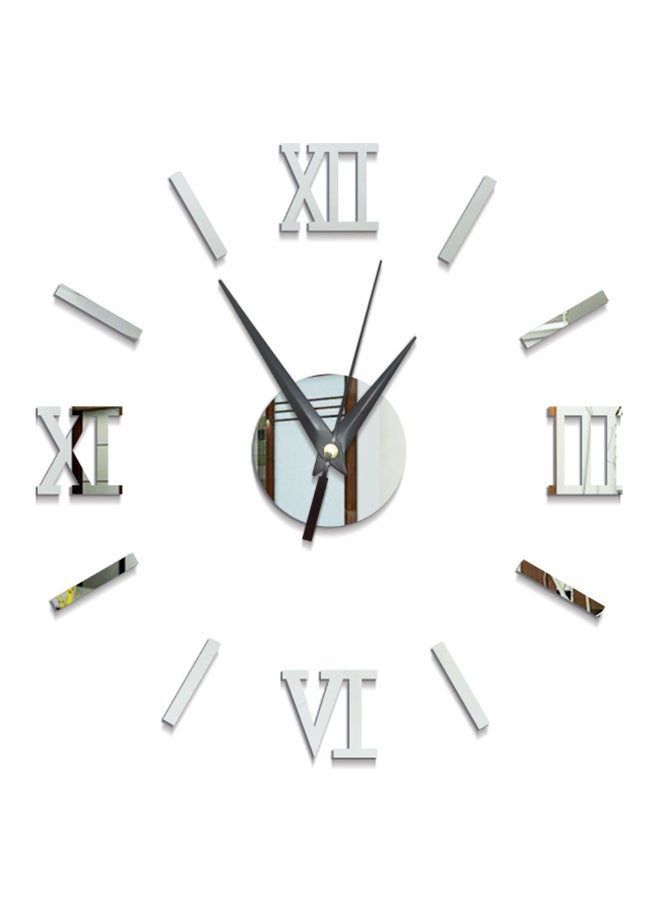 Artistic Ancient Frameless Removable Fashionable And Modern Light Weight Silent Roman Numbers Clock Silver 25x25cm