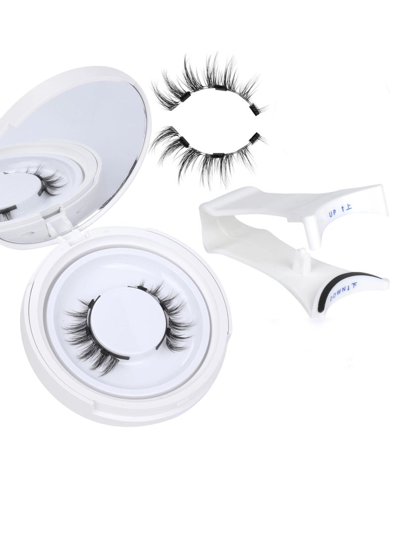 Natural Magnetic Eyelashes - Reusable Magnetic Lashes Kit with Applicator for a Wispy False Eyelashes Look, No Glue or Liner Needed (1 Pair)