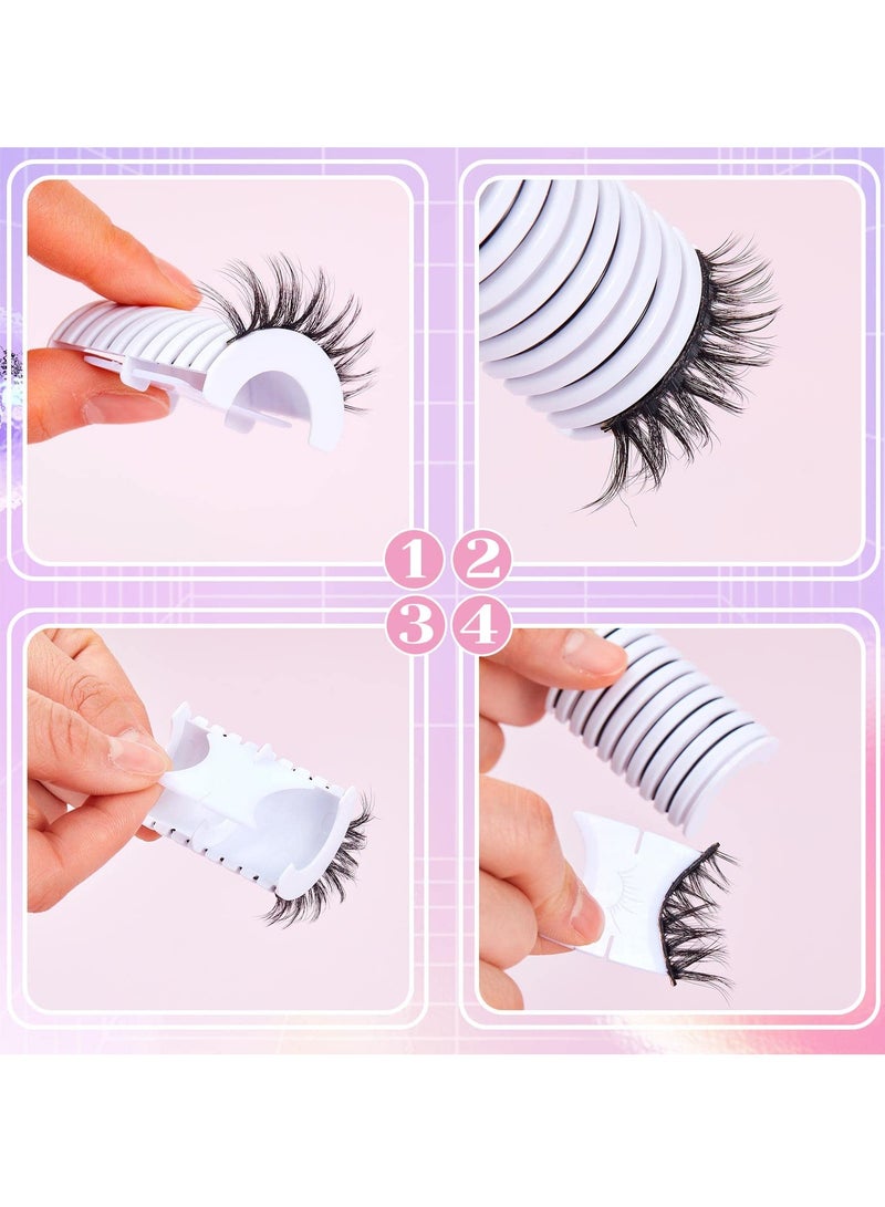 Self Adhesive False Eyelash Strips, Reusable, No Glue, Long Lasting Stickiness, Suitable for Most Strips of False Eyelashes, 1 Pcs 10 Pieces, 6 Pcs 1 Set, a Total of 60 Pieces.