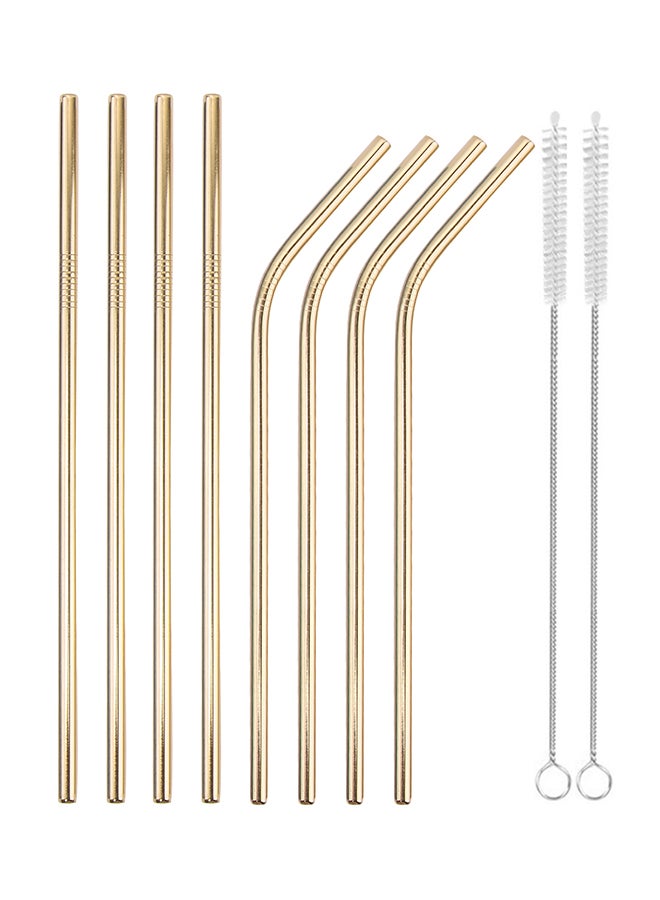 10-Piece Light Drinking Straw Set Light Gold 21.5x0.6centimeter