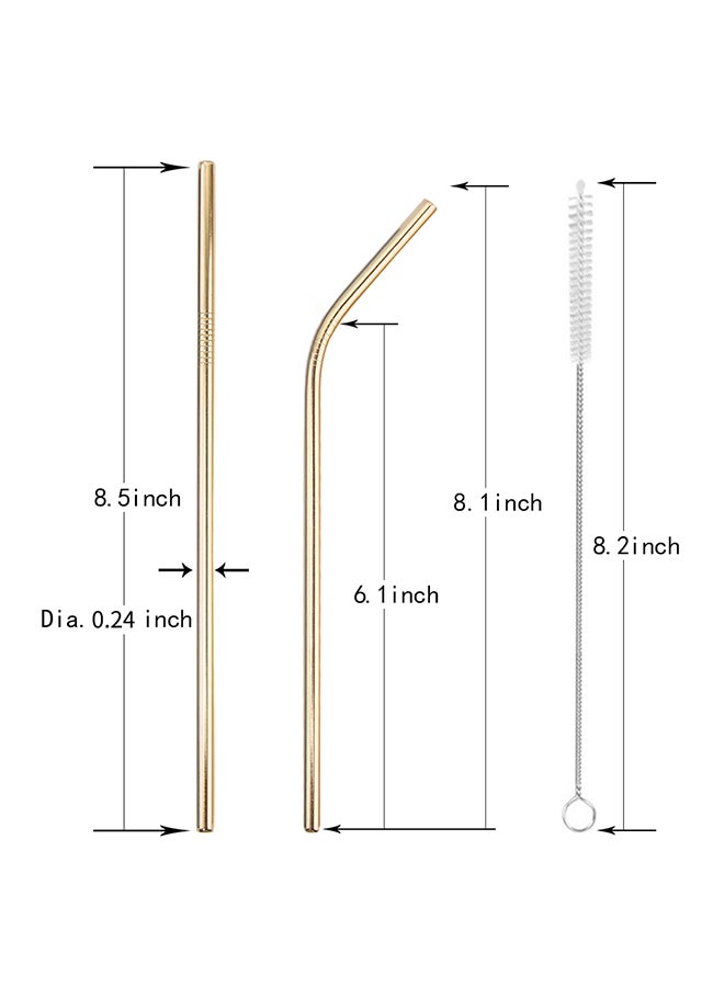 10-Piece Light Drinking Straw Set Light Gold 21.5x0.6centimeter