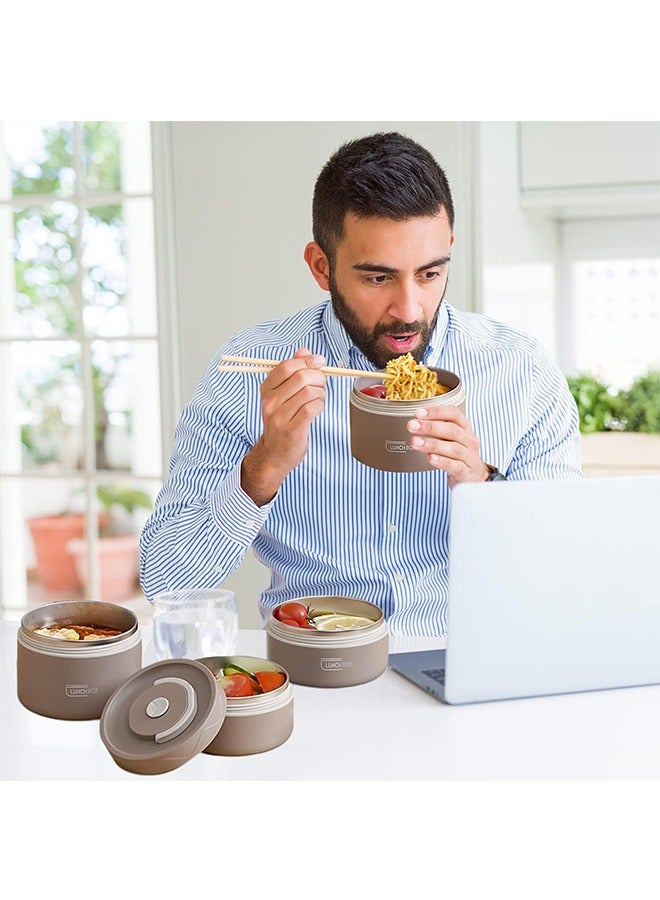 Stainless Steel Bento Box Adult Lunch Box, Portable Insulated Food Lunch Container Set with Thermal Lunch Box, 4 Separate Stackable Lunch Container for Adult Kids Men Women.