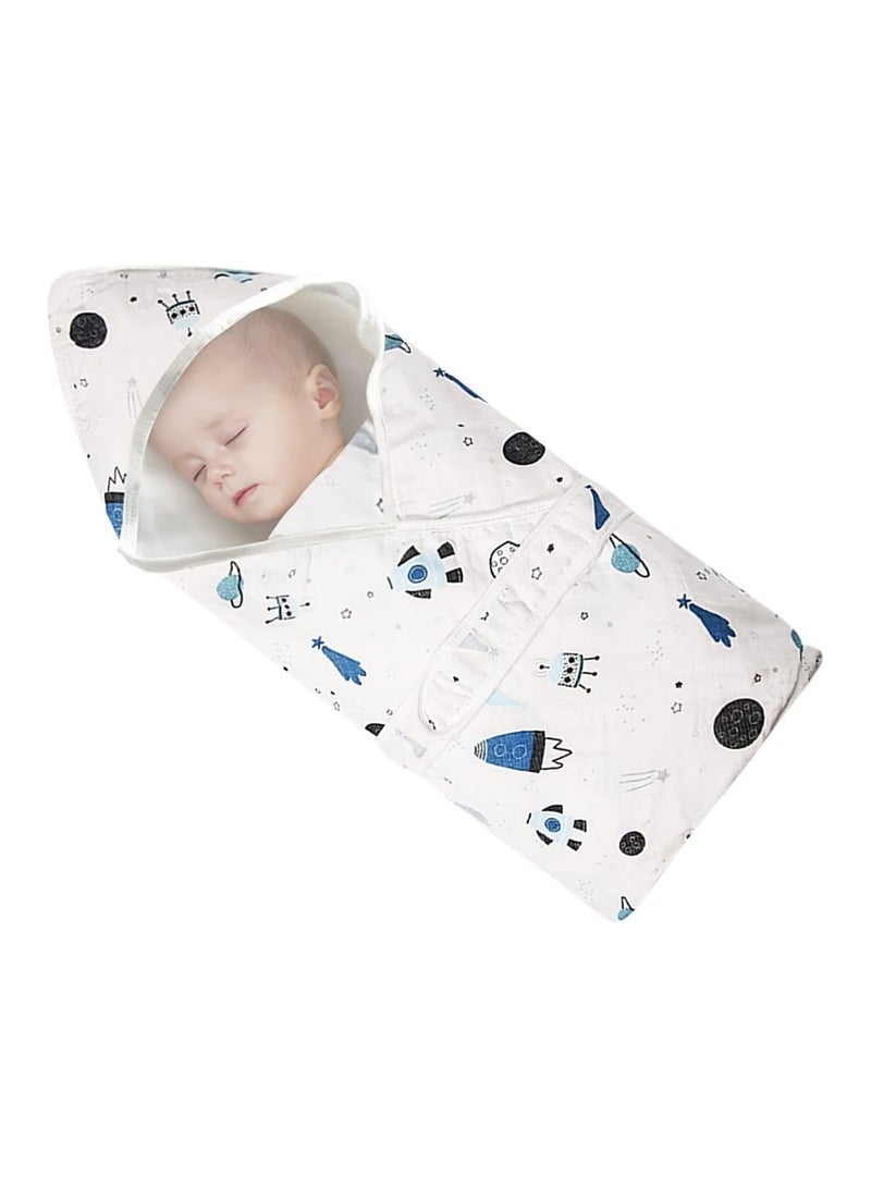 Swaddle Wrap Blanket, Breathable Cotton Adjustable Swaddling Blanket for Newborn Infant Unisex 0-12 Months(Spacecraft)