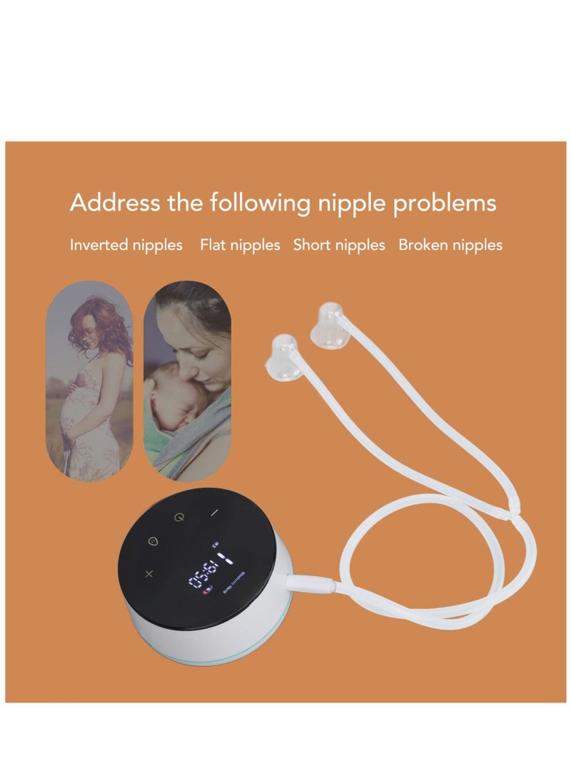 Electric Nipple Corrector for Flat or Inverted Nipples Rechargeable Flat Short Nipple Puller with LED Display and 6 Nipple Covers for Women, Help Breastfeeding