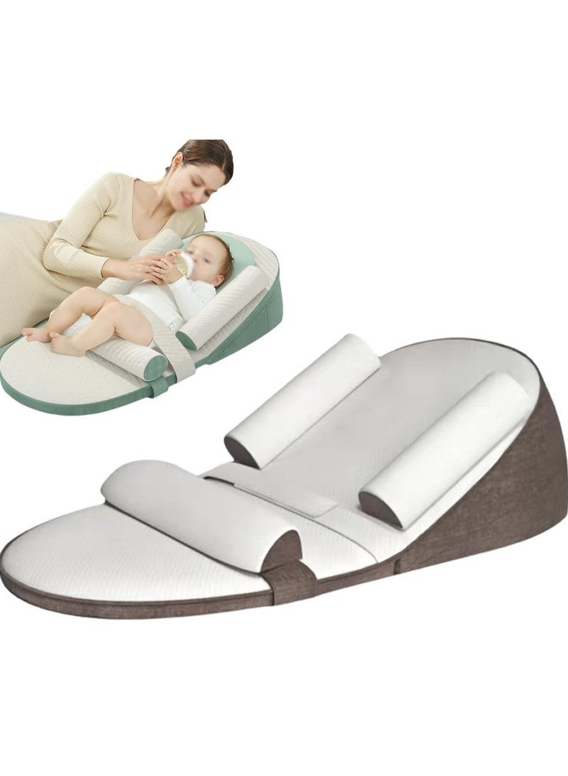 Wedge Pillow Baby Crib Nursery Pillows, Ergonomic Anti Vomiting Pillow, Prevent Spitting Flat Head Reflux, Height Adjustable Breastfeeding Pillow, Side Rails to Prevent Infant From Falling（coffee)