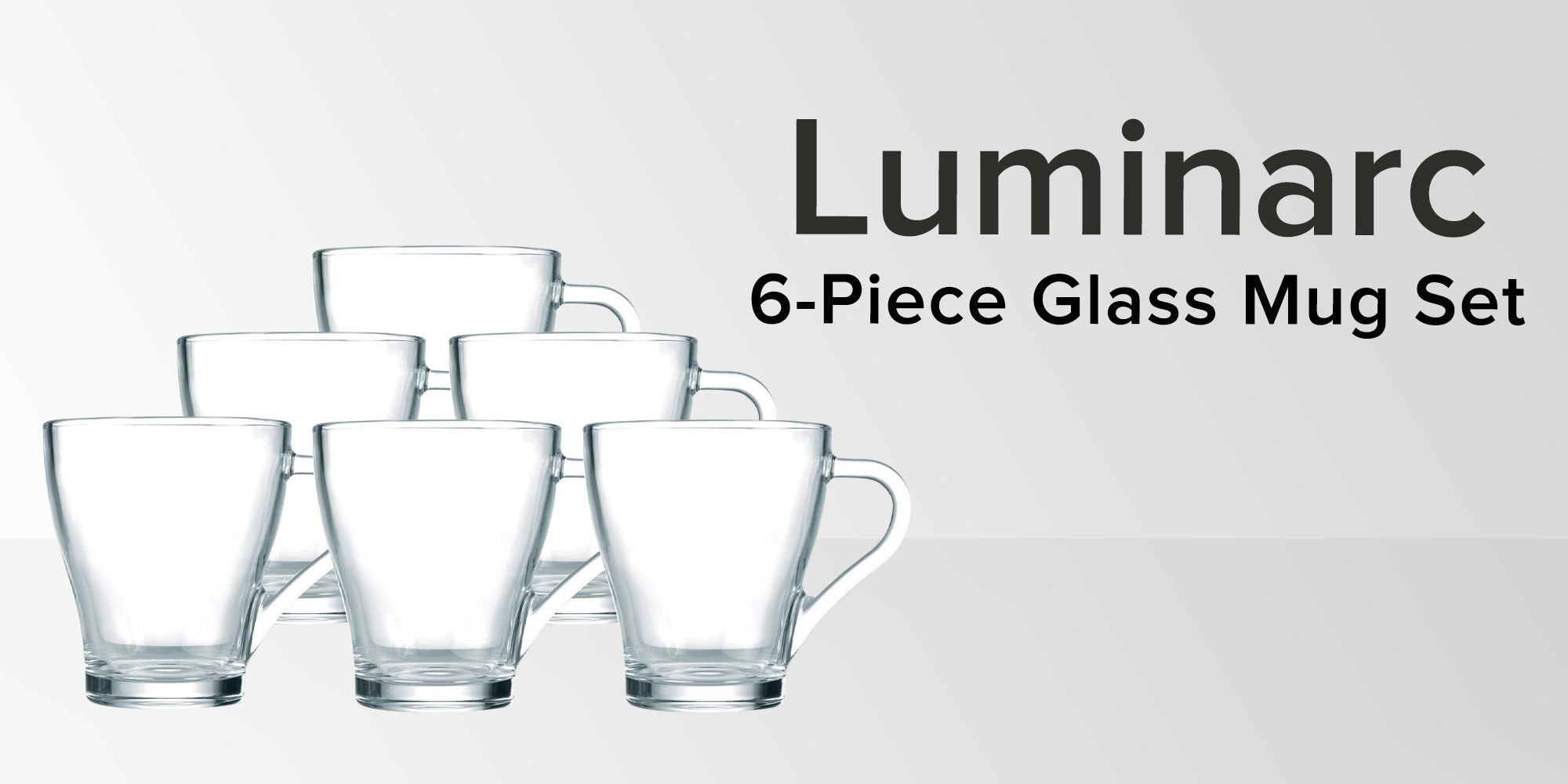 6-Piece Glass Mug Set Clear