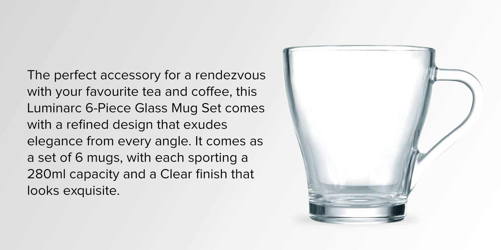 6-Piece Glass Mug Set Clear