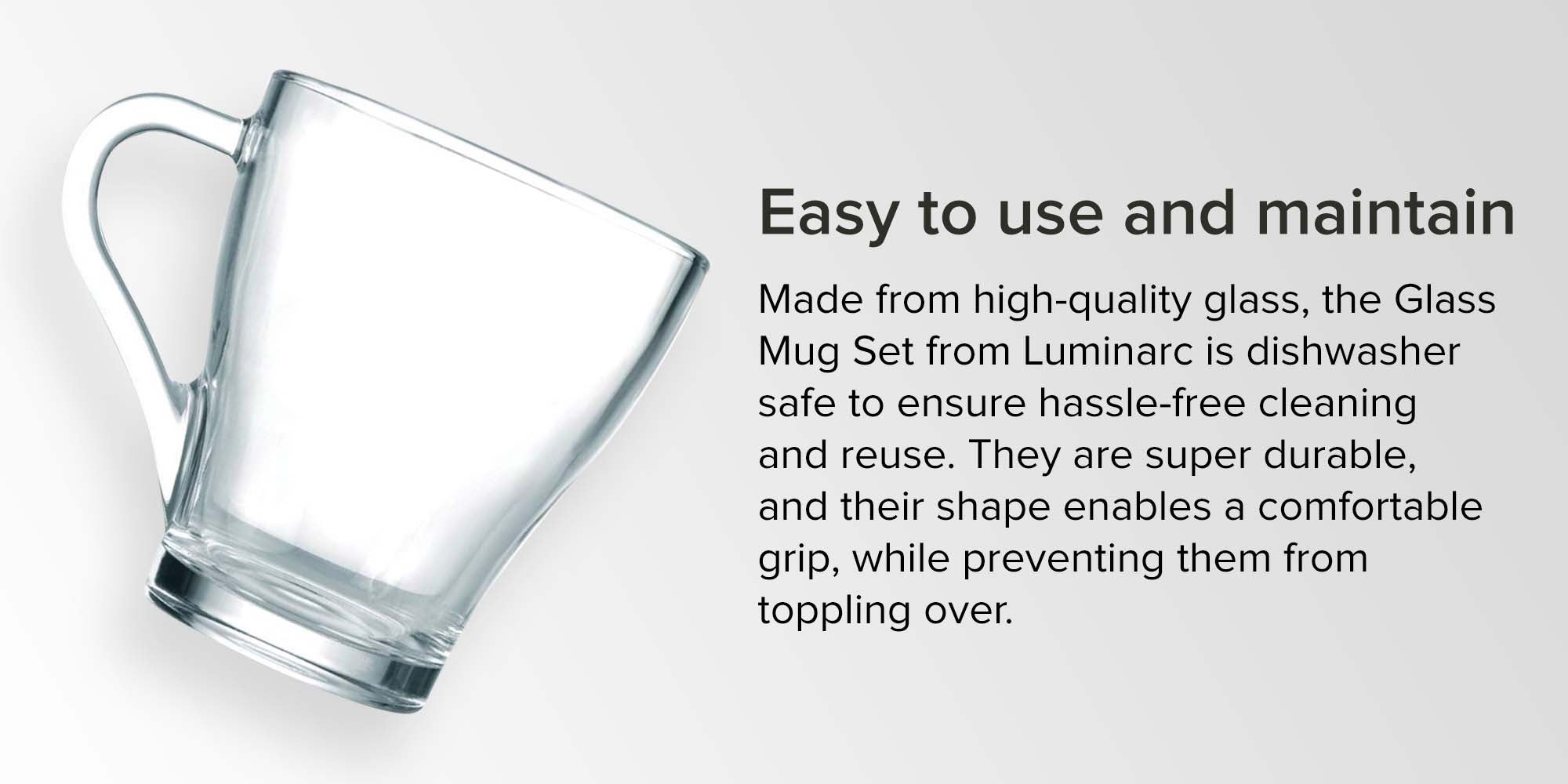 6-Piece Glass Mug Set Clear