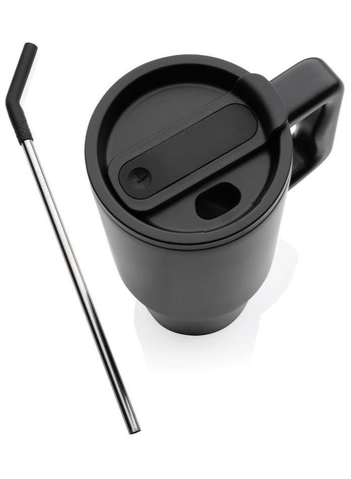 BERN - Recycled Stainless Steel Tumbler with Reusable Straw - Black