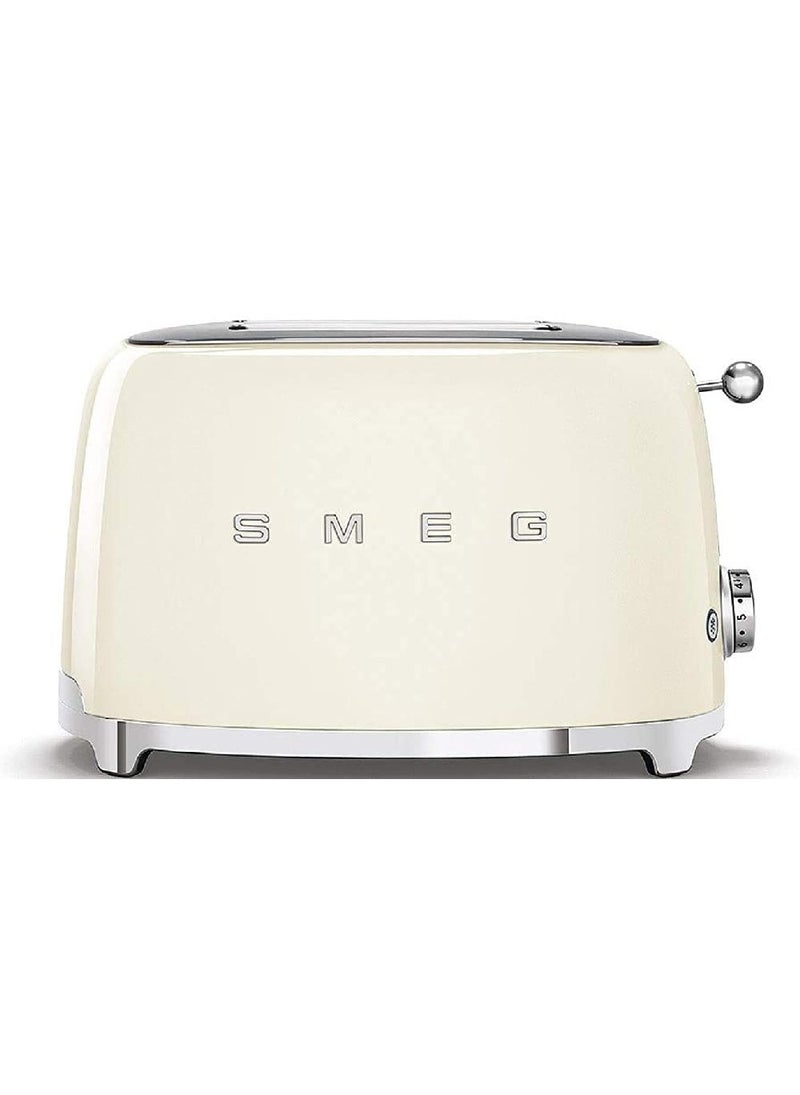 Smeg TSF01CRUK, 50's Retro Style 2 Slice Toaster,6 Browning Levels,2 Extra Wide Bread Slots, Defrost and Reheat Functions, Removable Crumb Tray, Cream, 1 Year Warranty 100 W TSF01CRUK Cream