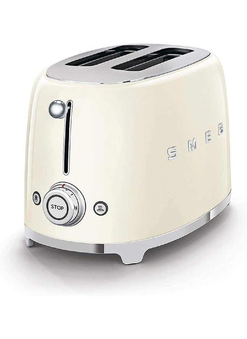 Smeg TSF01CRUK, 50's Retro Style 2 Slice Toaster,6 Browning Levels,2 Extra Wide Bread Slots, Defrost and Reheat Functions, Removable Crumb Tray, Cream, 1 Year Warranty 100 W TSF01CRUK Cream