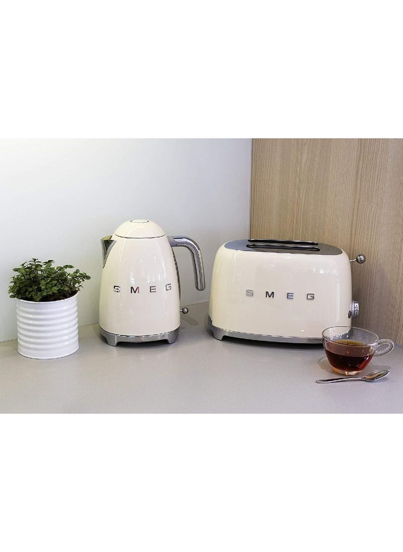 Smeg TSF01CRUK, 50's Retro Style 2 Slice Toaster,6 Browning Levels,2 Extra Wide Bread Slots, Defrost and Reheat Functions, Removable Crumb Tray, Cream, 1 Year Warranty 100 W TSF01CRUK Cream