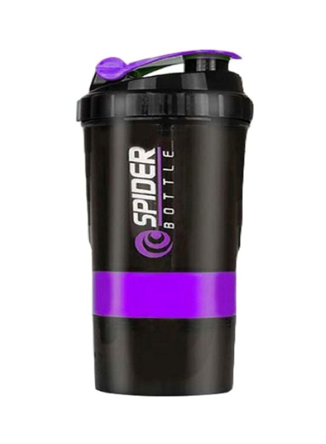 Protein Shaker Bottle With Powder Storage Compartment Black/Purple 650ml