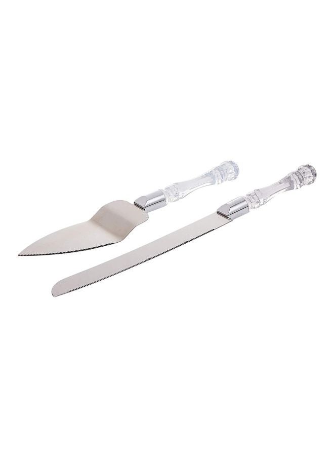 Cake Knife Set With Acrylic Handle Silver 32cm
