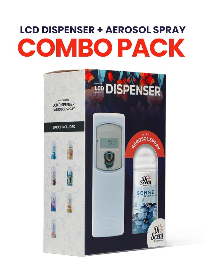 Dr Scent Breeze of Joy, Combo | Automatic Air Freshener Spray Dispenser LCD with 300 ml Aerosol Spray Refill | Long-Lasting Fragrance for Home & Office. (Sense)