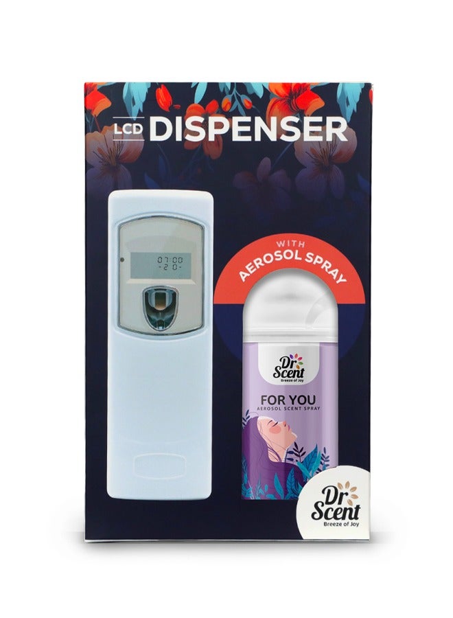 Dr Scent Breeze of Joy, Combo | Automatic Air Freshener Spray Dispenser LCD with 300 ml Aerosol Spray Refill | Long-Lasting Fragrance for Home & Office. (For You)
