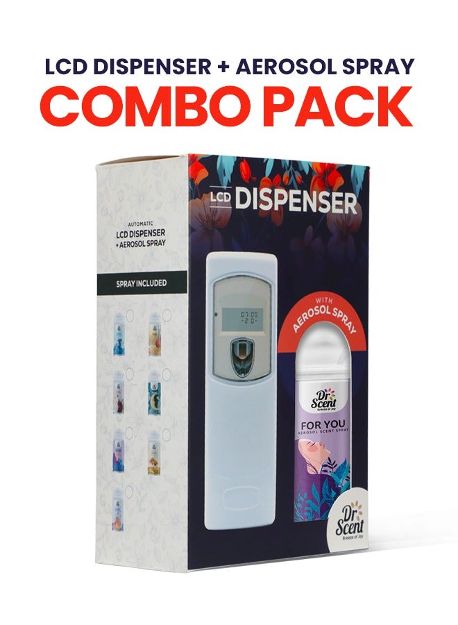 Dr Scent Breeze of Joy, Combo | Automatic Air Freshener Spray Dispenser LCD with 300 ml Aerosol Spray Refill | Long-Lasting Fragrance for Home & Office. (For You)