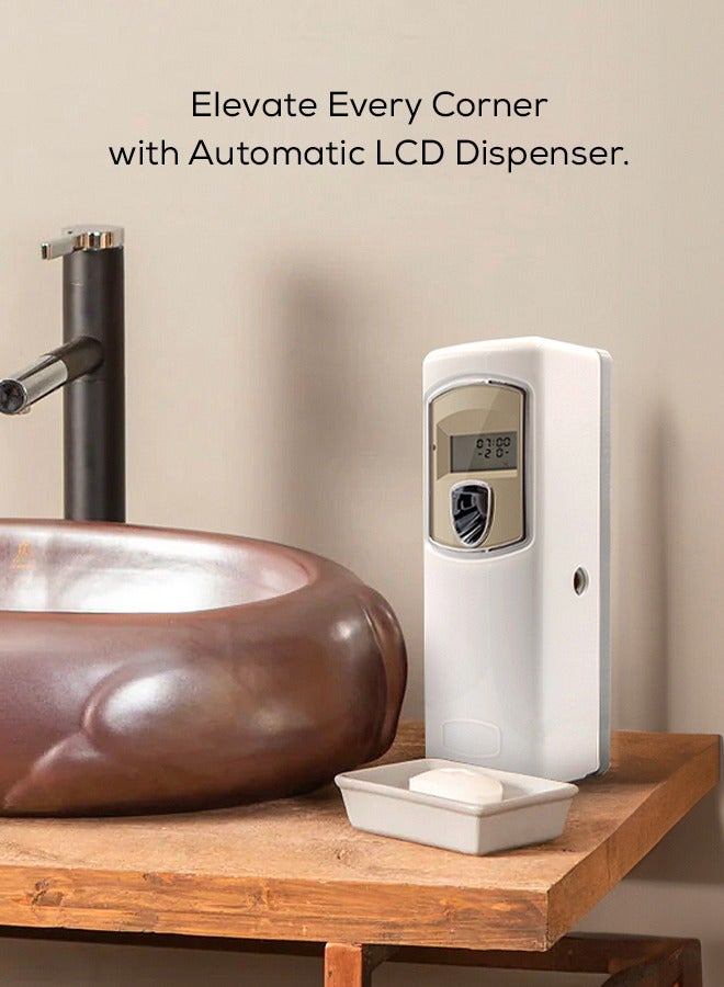 Dr Scent Breeze of Joy, Combo | Automatic Air Freshener Spray Dispenser LCD with 300 ml Aerosol Spray Refill | Long-Lasting Fragrance for Home & Office. (Gold)