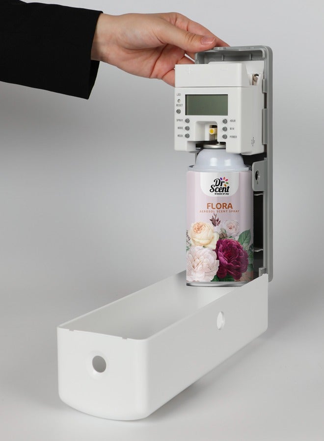 Dr Scent Breeze of Joy, Combo | Automatic Air Freshener Spray Dispenser LCD with 300 ml Aerosol Spray Refill | Long-Lasting Fragrance for Home & Office. (Flora)