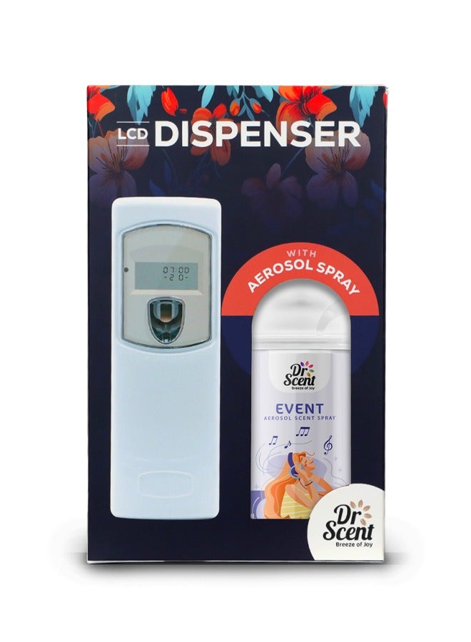 Dr Scent Breeze of Joy, Combo | Automatic Air Freshener Spray Dispenser LCD with 300 ml Aerosol Spray Refill | Long-Lasting Fragrance for Home & Office. (Event)