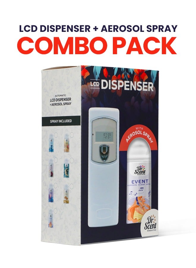 Dr Scent Breeze of Joy, Combo | Automatic Air Freshener Spray Dispenser LCD with 300 ml Aerosol Spray Refill | Long-Lasting Fragrance for Home & Office. (Event)