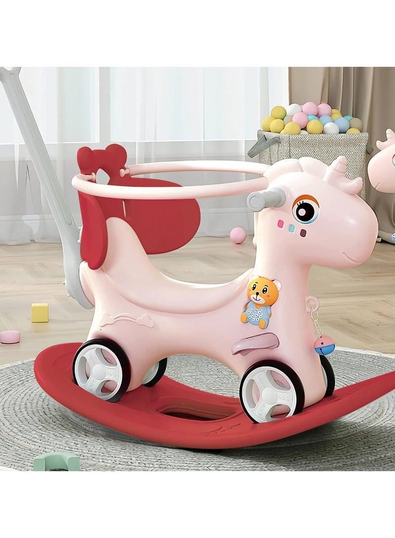 Interactive Plastic Rocking Horse for Gender Neutral 3-4 Year Olds - Battery Included - 68cm Length - Rocking Horses with Back