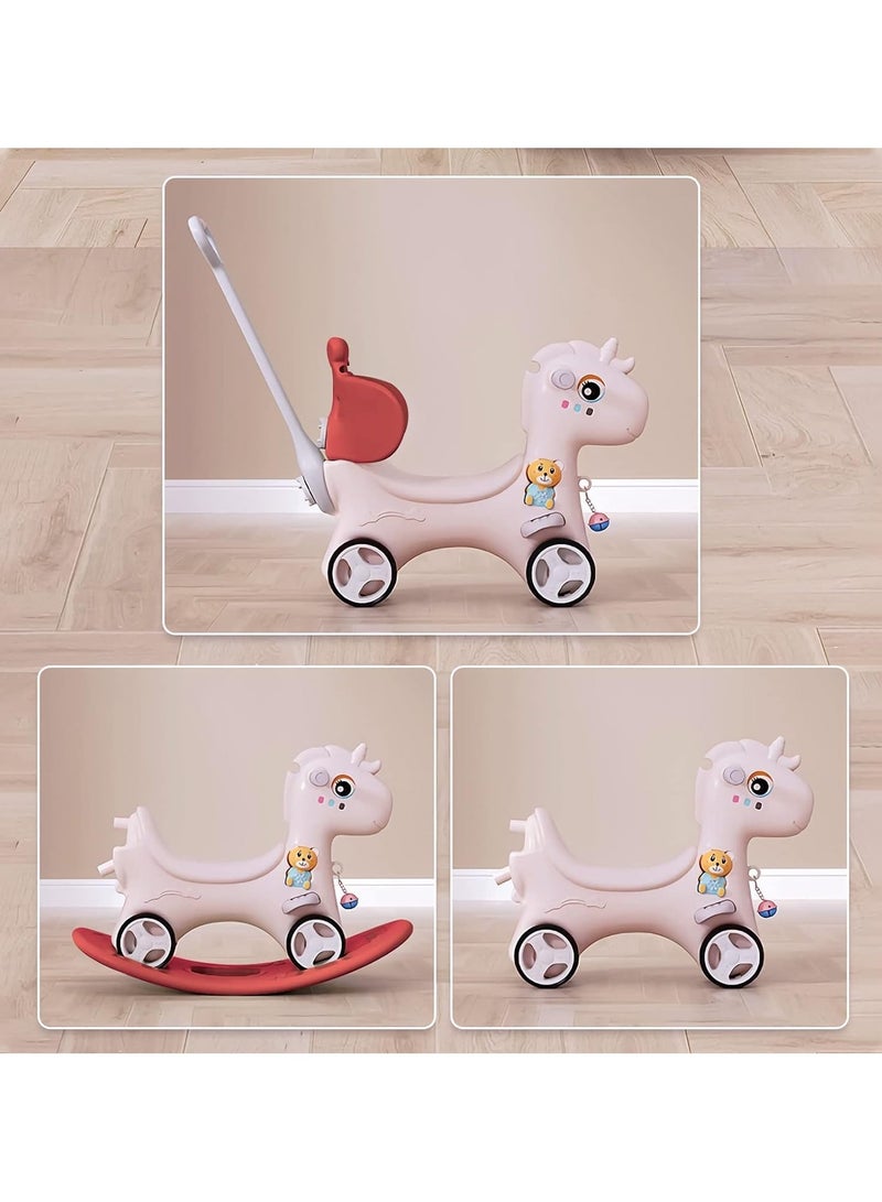 Interactive Plastic Rocking Horse for Gender Neutral 3-4 Year Olds - Battery Included - 68cm Length - Rocking Horses with Back