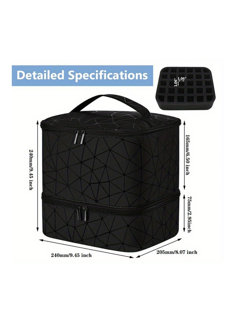 Nail Polish Organizer Double-Layer Nail Tools And Nail Dryer Case With Dividers