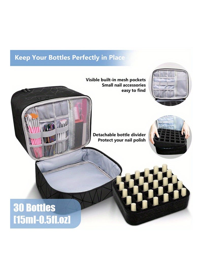 Nail Polish Organizer Double-Layer Nail Tools And Nail Dryer Case With Dividers